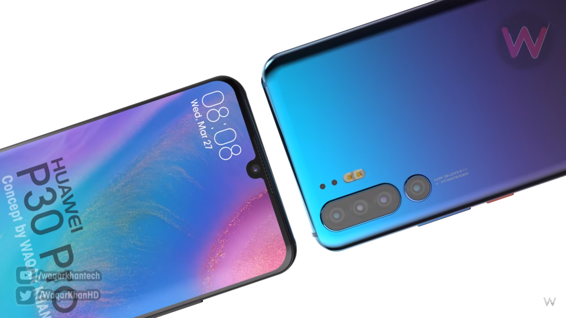 Cùng ngắm bộ ảnh render của Huawei P30 Pro với màn hình giọt nước và 4 camera sau