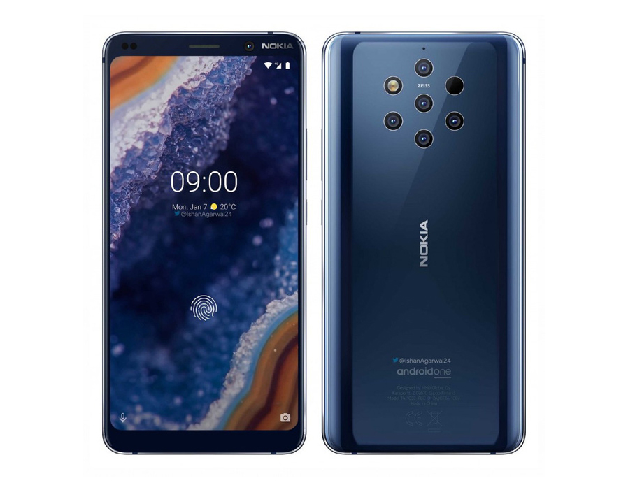 Nokia 9 PureView lộ thiết kế chính thức: 5 camera sau, cảm biến vân tay dưới màn hình