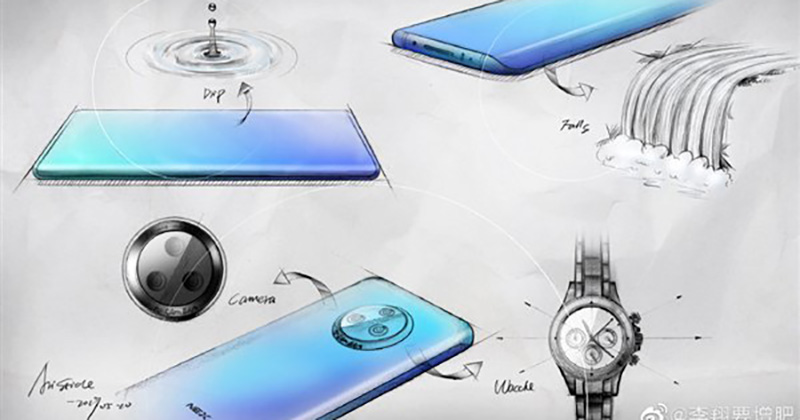 Vivo tiết lộ các bản vẽ phác thảo cho thấy thiết kế màn hình “thác nước” tuyệt đẹp của NEX 3