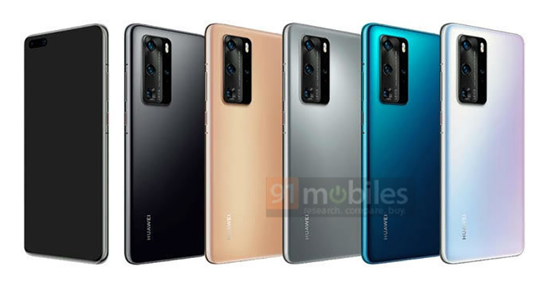 Thiết kế và các tùy chọn màu sắc của Huawei P40 và P40 Pro được tiết lộ trong ảnh render mới nhất