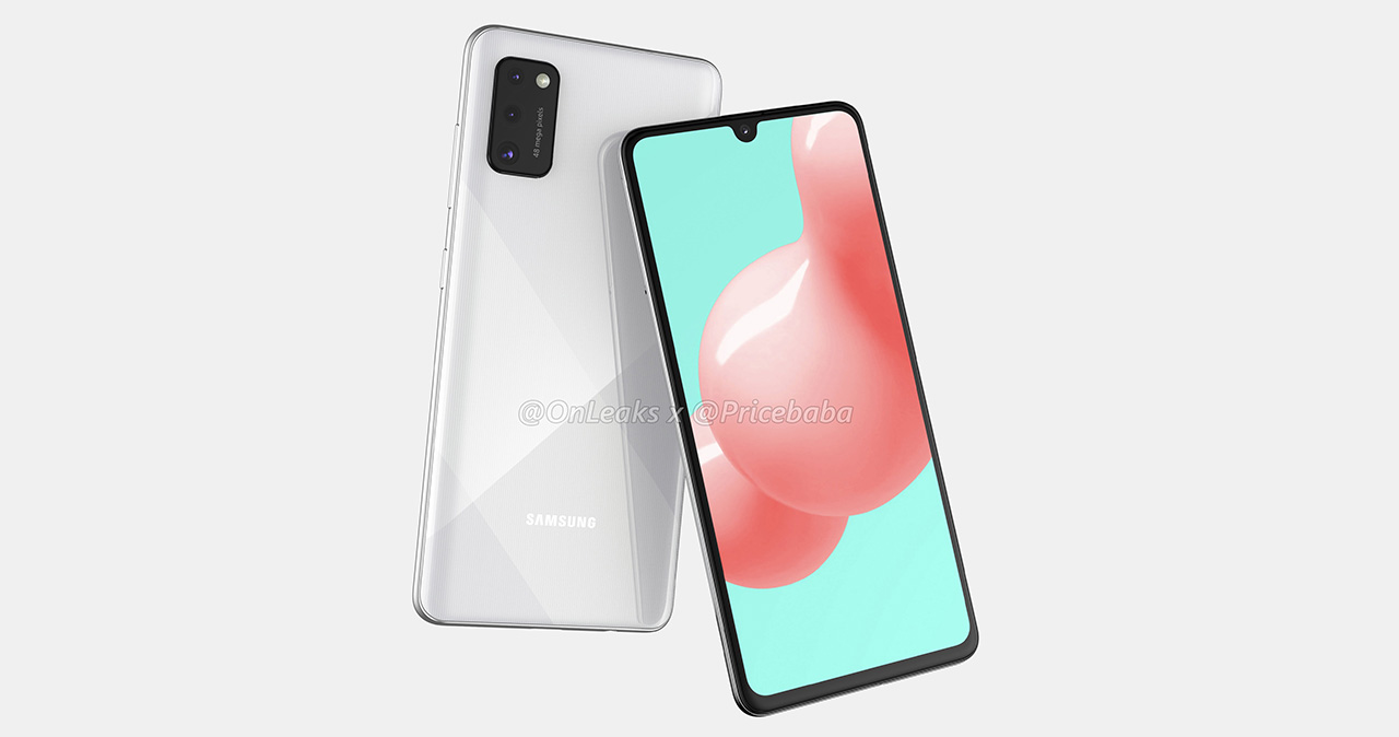 Rò rỉ ảnh render Galaxy A41: Màn hình giọt nước, hệ thống 3 camera sau hình chữ nhật