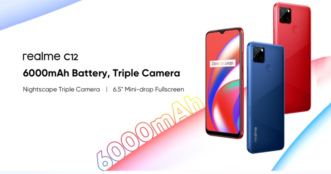 Realme C12 với pin 6,000 mAh, 3 camera sau ra mắt với giá chưa tới 3 triệu đồng