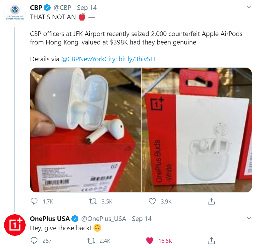 Hải quan Mỹ: OnePlus Buds vi phạm thiết kế của Apple và chúng tôi sẽ không trả lại hàng