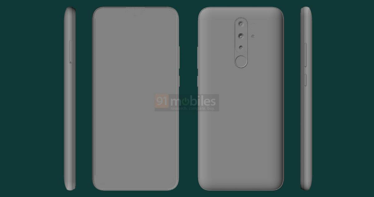 Nokia 4.3 lộ bản vẽ thiết kế CAD với màn hình giọt nước, 3 camera sau
