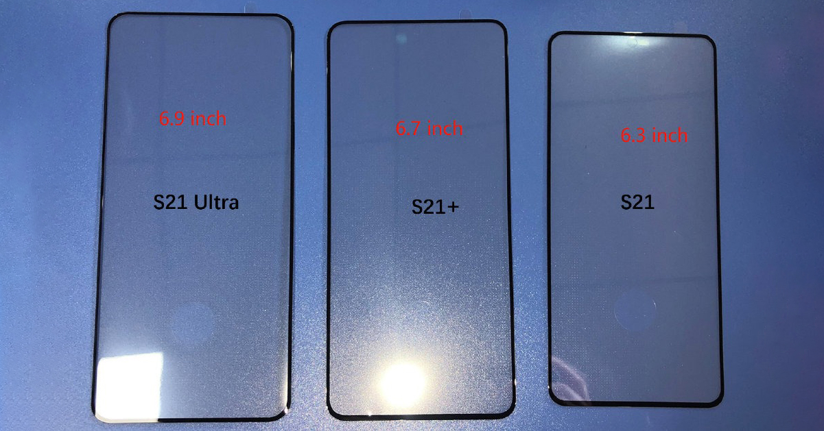 Lộ ảnh mặt kính Galaxy S21 series, chỉ một model duy nhất có màn hình cong