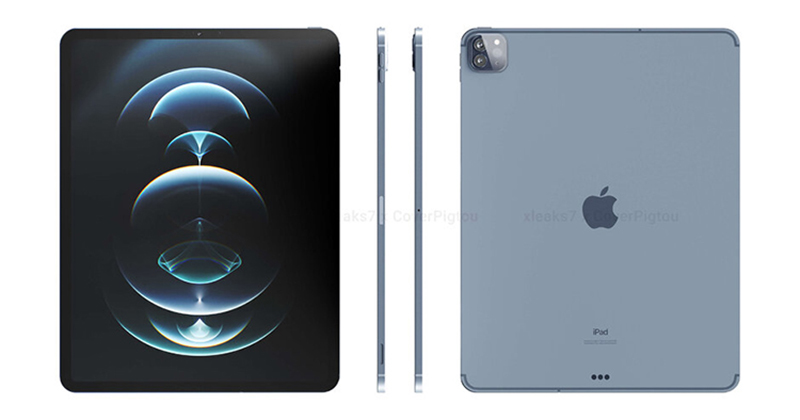 Rò rỉ ảnh render sắc nét của iPad Pro 2021: Màn hình viền mỏng hơn, 3 camera sau