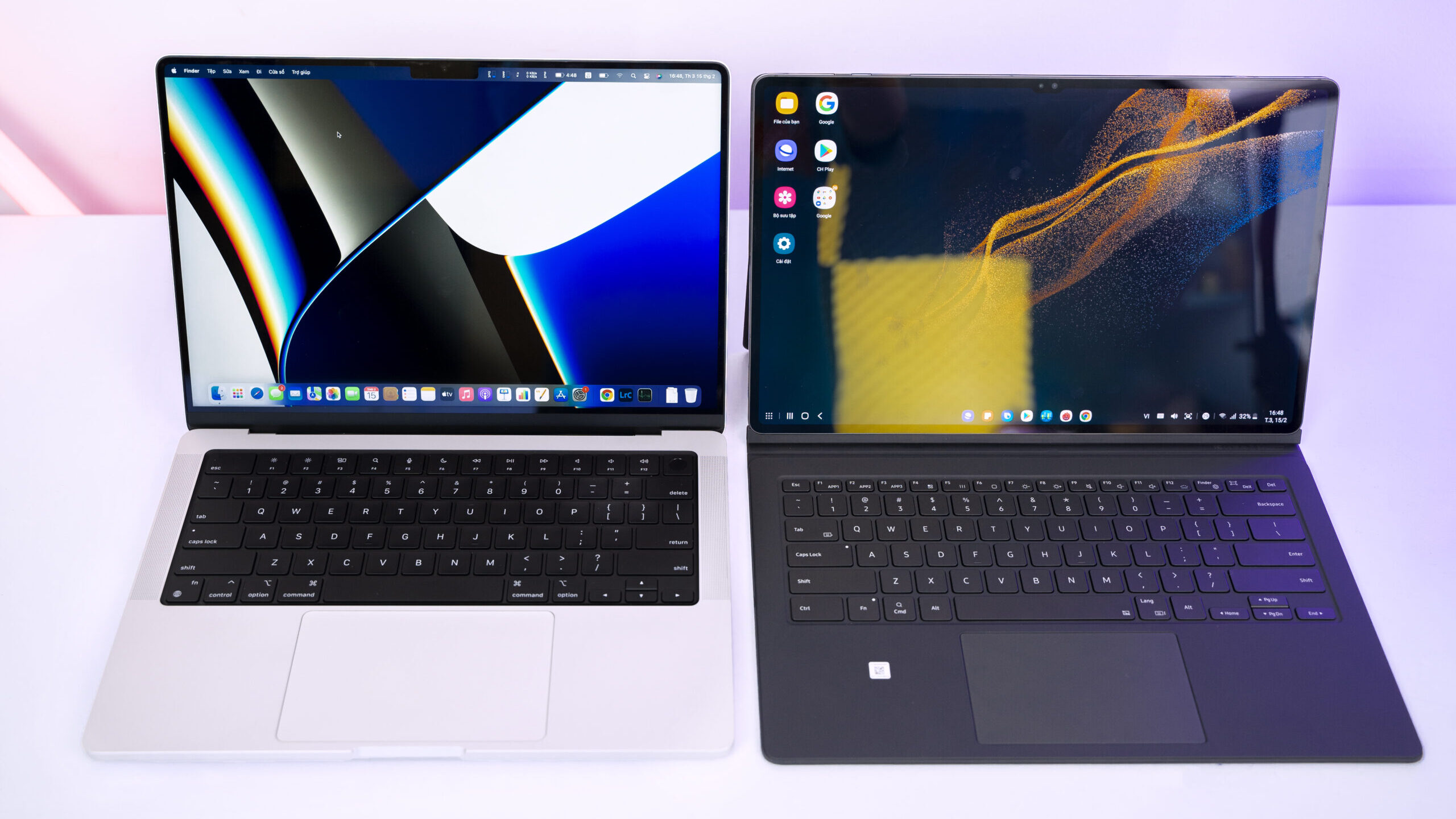 So sánh Samsung Galaxy Tab S8 Ultra và MacBook Pro M1 14 inch 2021: Tablet mạnh nhất nhà Sam có "cân" được MacBook?