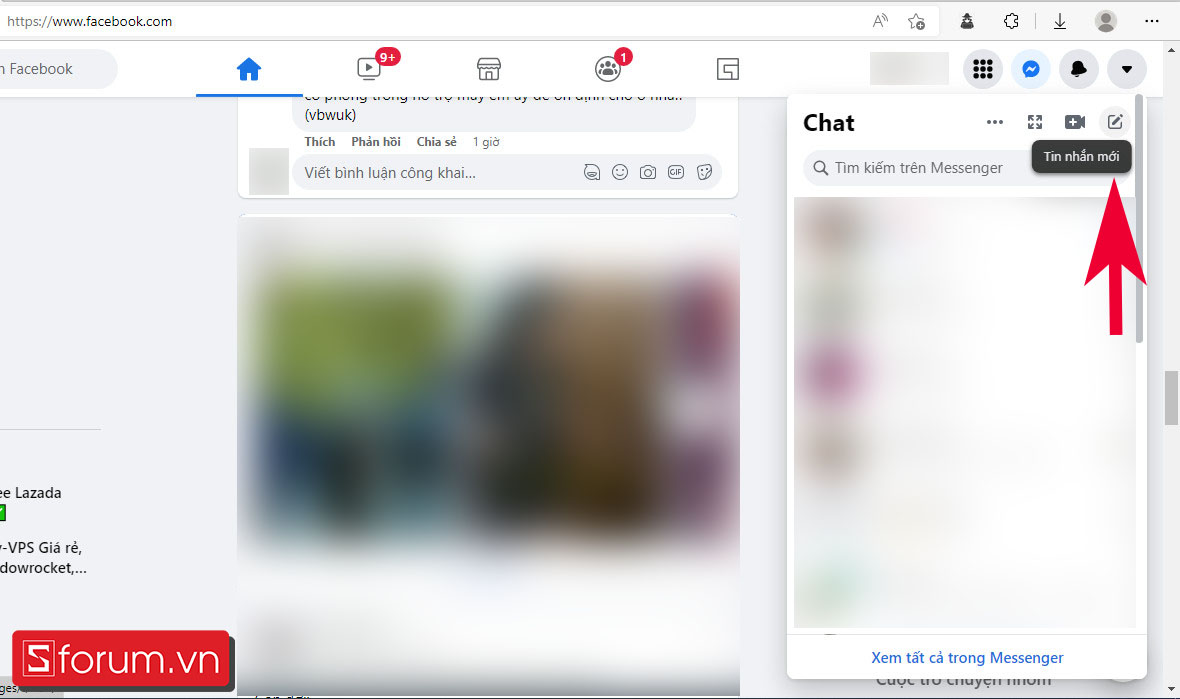 Cách tạo nhóm trên Messenger đối với máy tính - bước 1