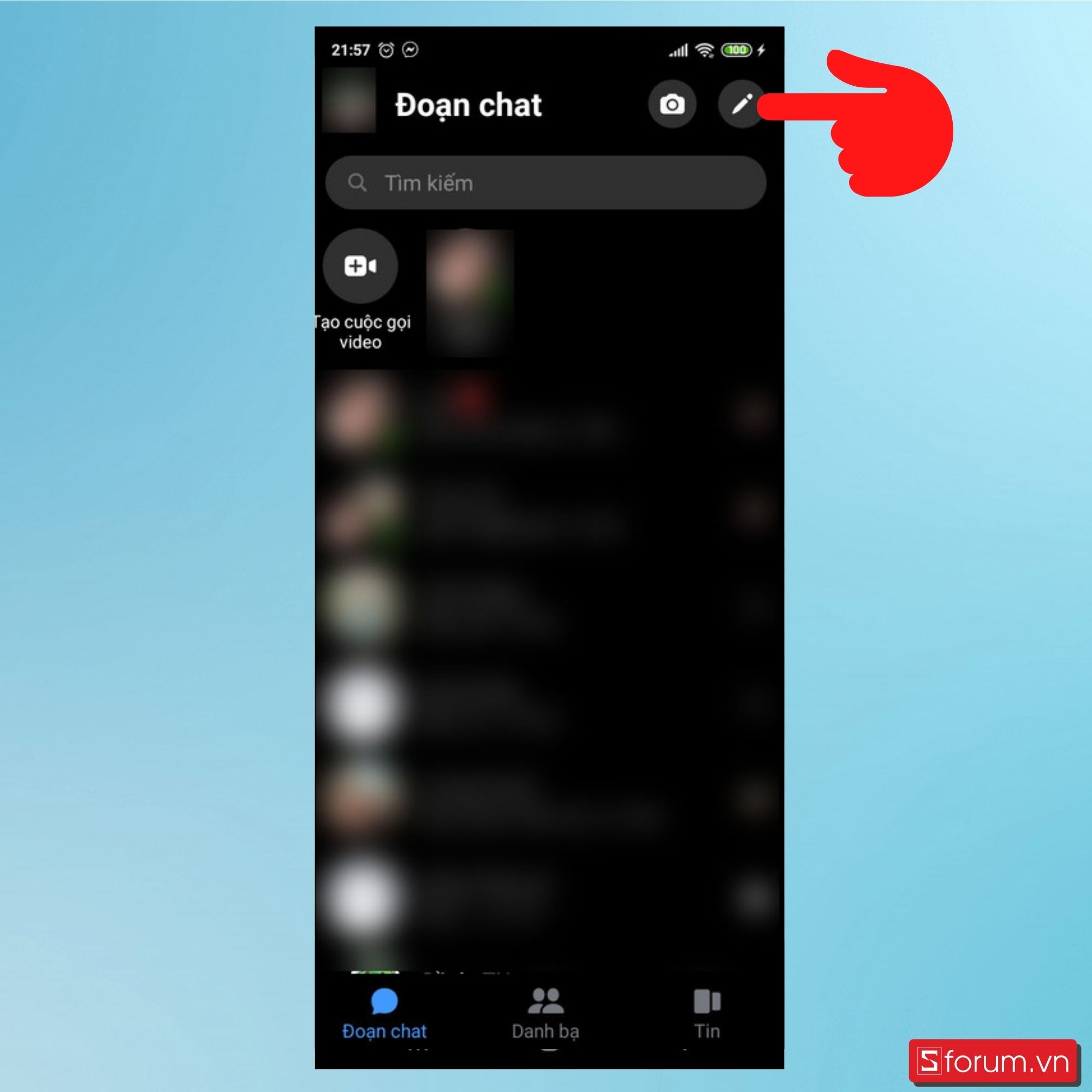 Cách tạo nhóm trên Messenger đối với điện thoại - Bước 1