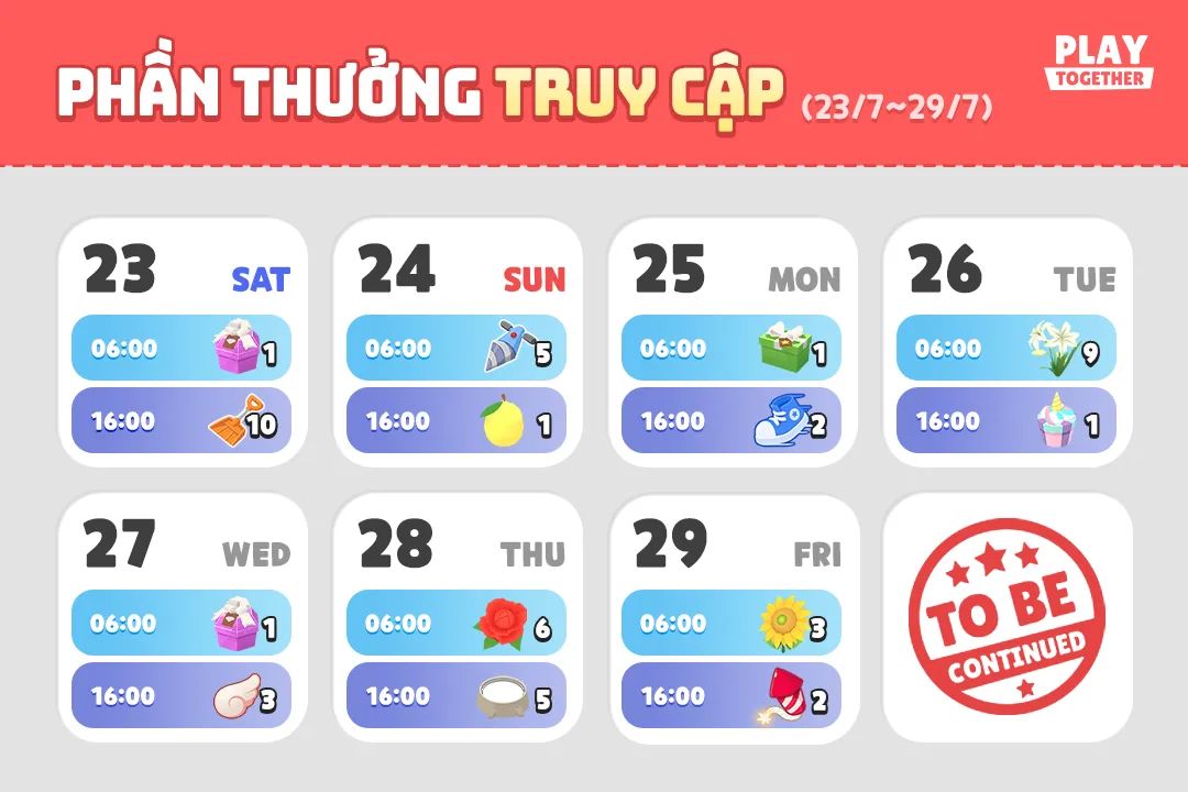Play Together tung quà tặng đăng nhập hấp dẫn từ 23-29/7