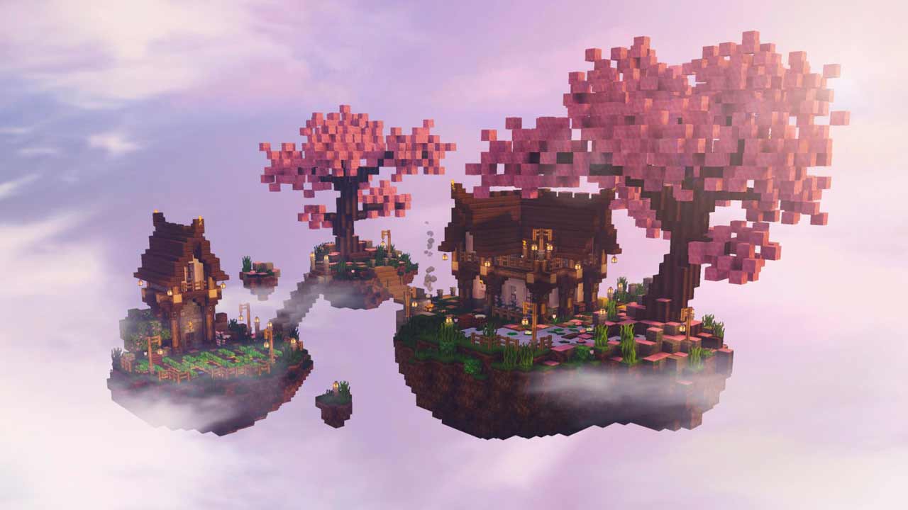 Game thủ Minecraft xây một ngôi làng trong mơ độc nhất vô nhị, nằm giữa bầu trời