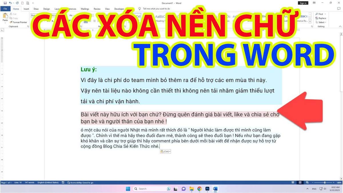 Cách xóa màu nền trong Word đơn giản, dễ dàng bạn nên biết