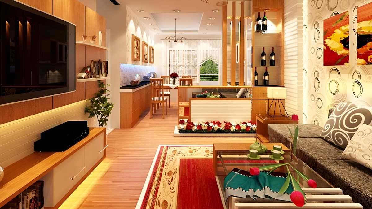 trang trí phòng khách ngày tết