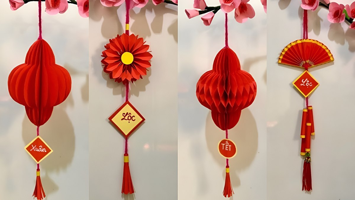 trang trí phòng khách ngày tết