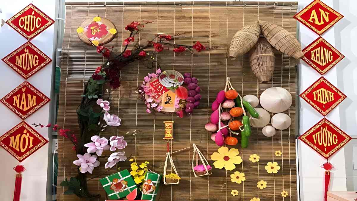 trang trí phòng khách ngày tết