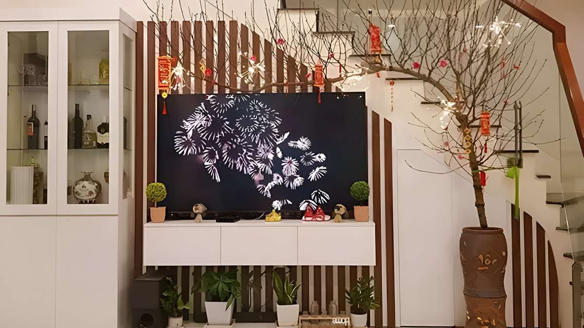 trang trí phòng khách ngày tết