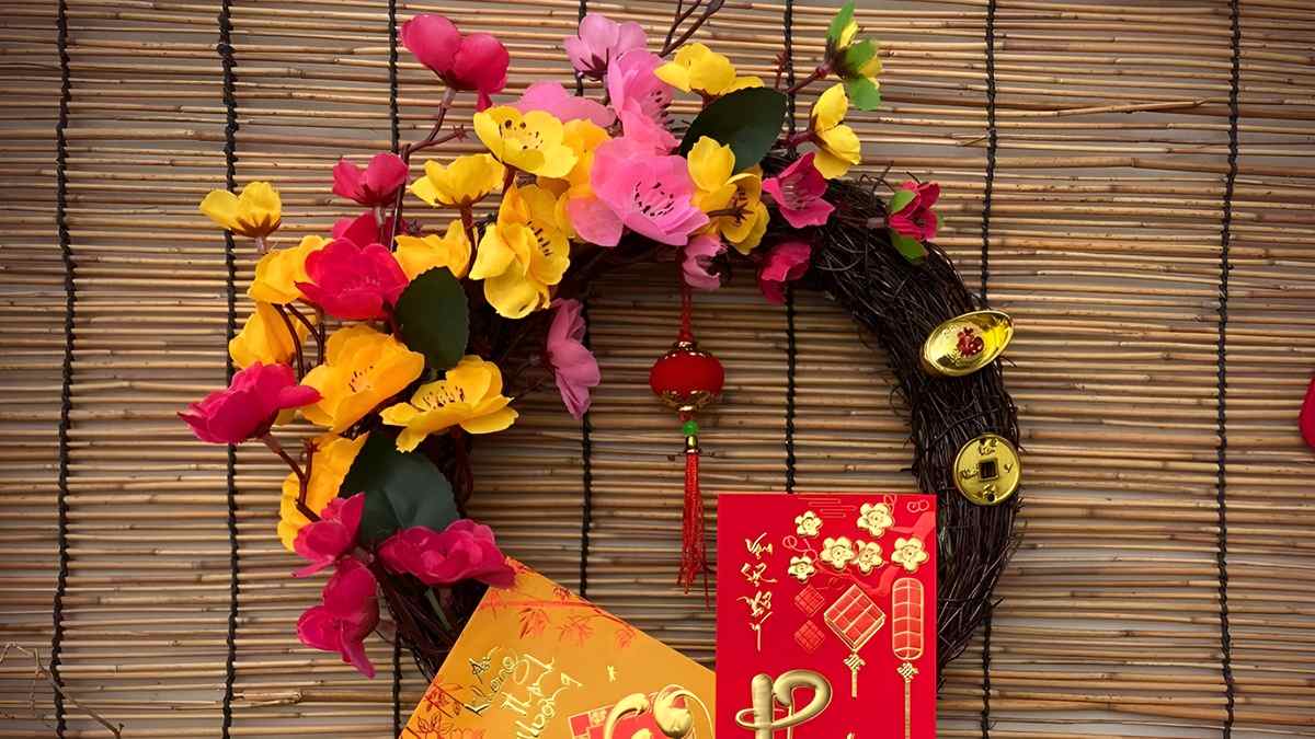 trang trí phòng khách ngày tết