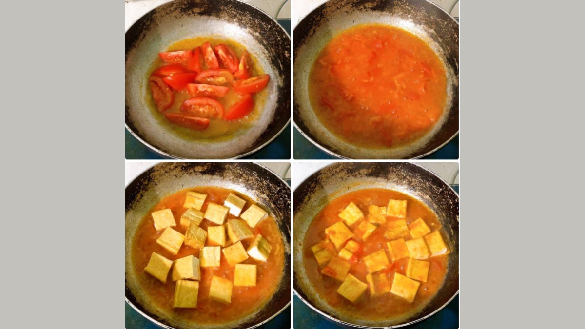 Cách làm đậu sốt cà chua chay bước 2