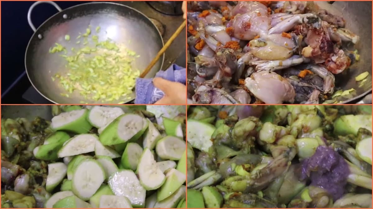 Cách làm lẩu ếch chuối đậu bước 3