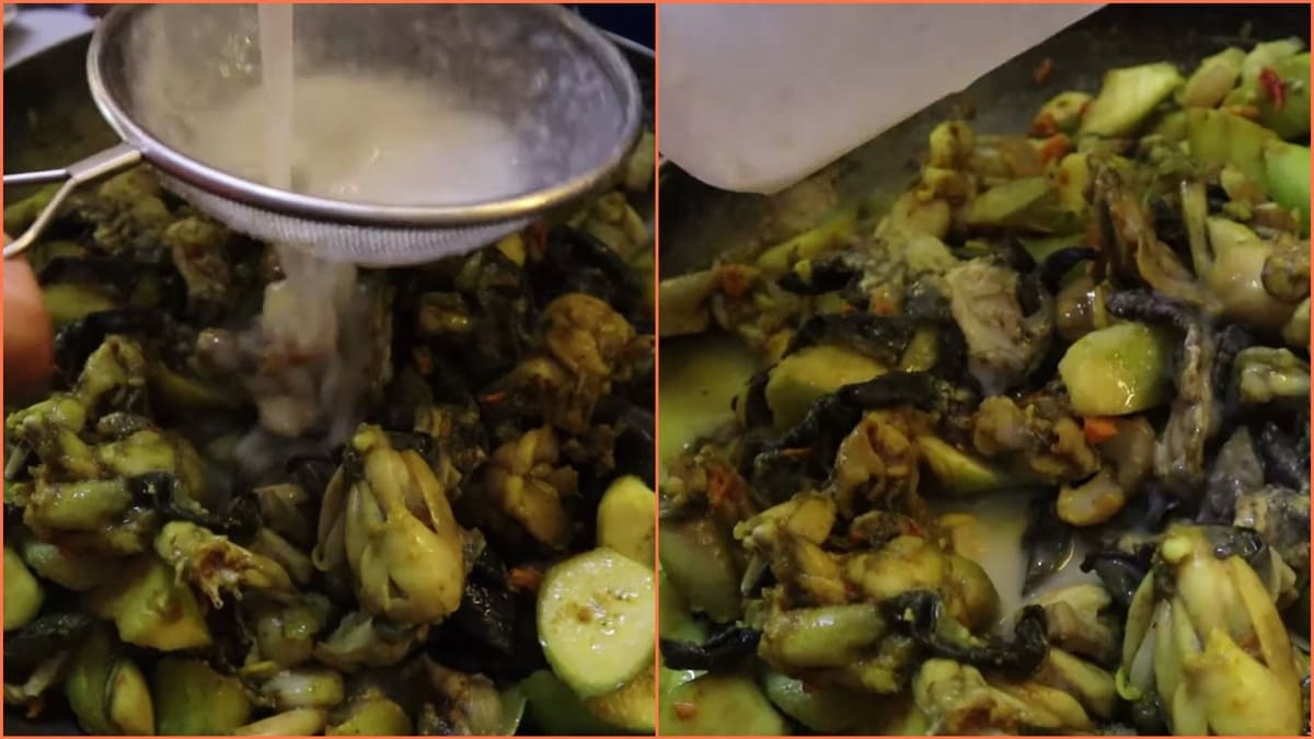 Cách làm lẩu ếch chuối đậu bước 4