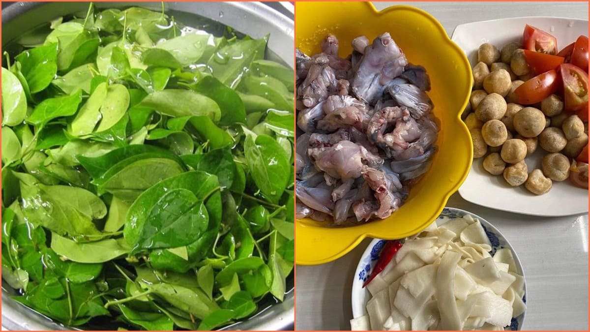 Cách làm lẩu ếch ngon với lá giang bước 2
