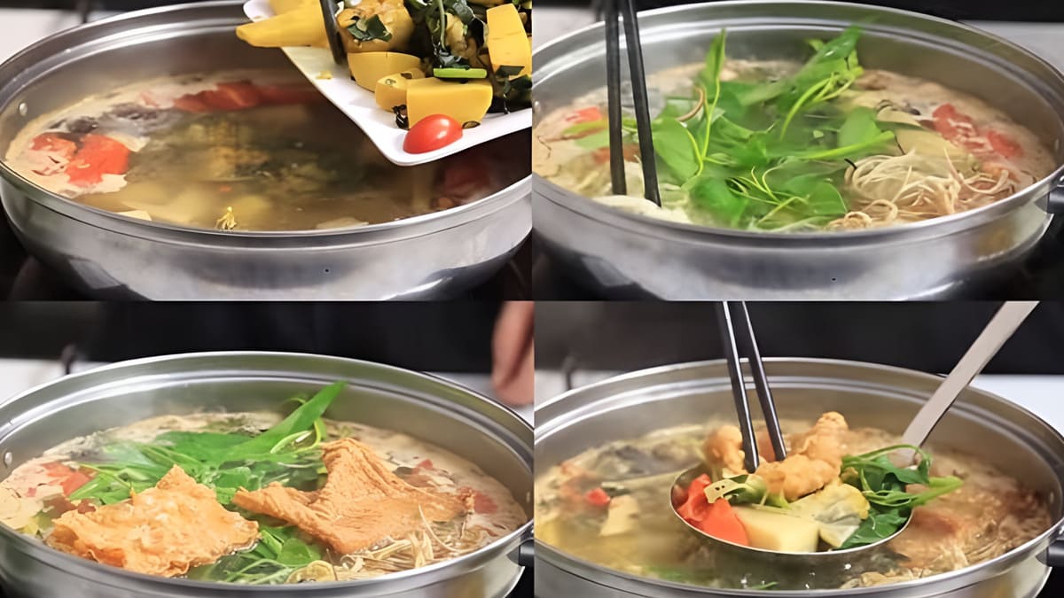 Cách làm lẩu ếch chua cay bước 3