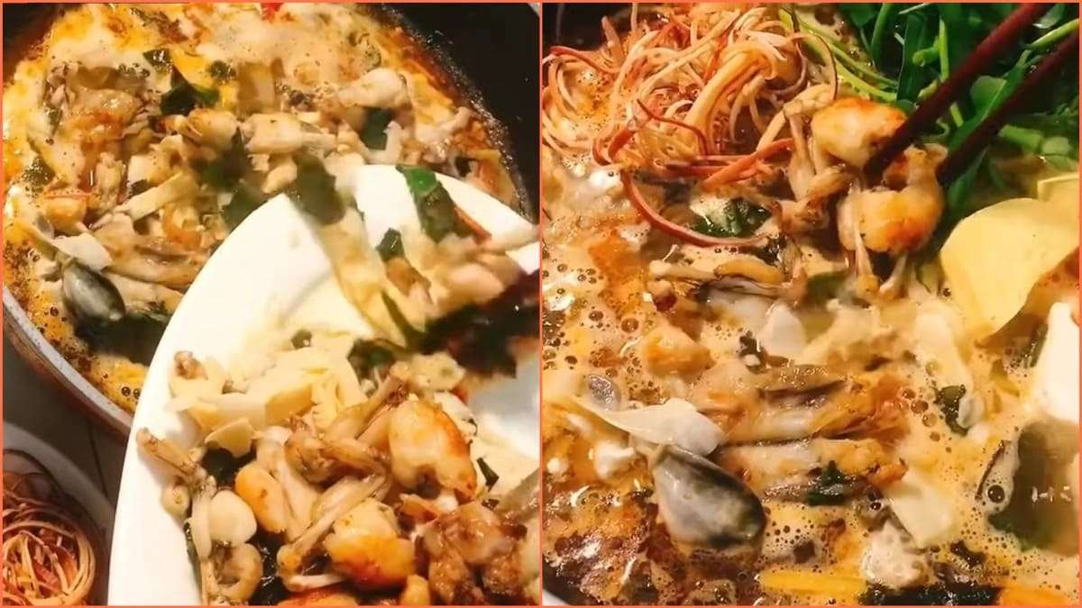 Cách làm lẩu ếch măng cay bước 5