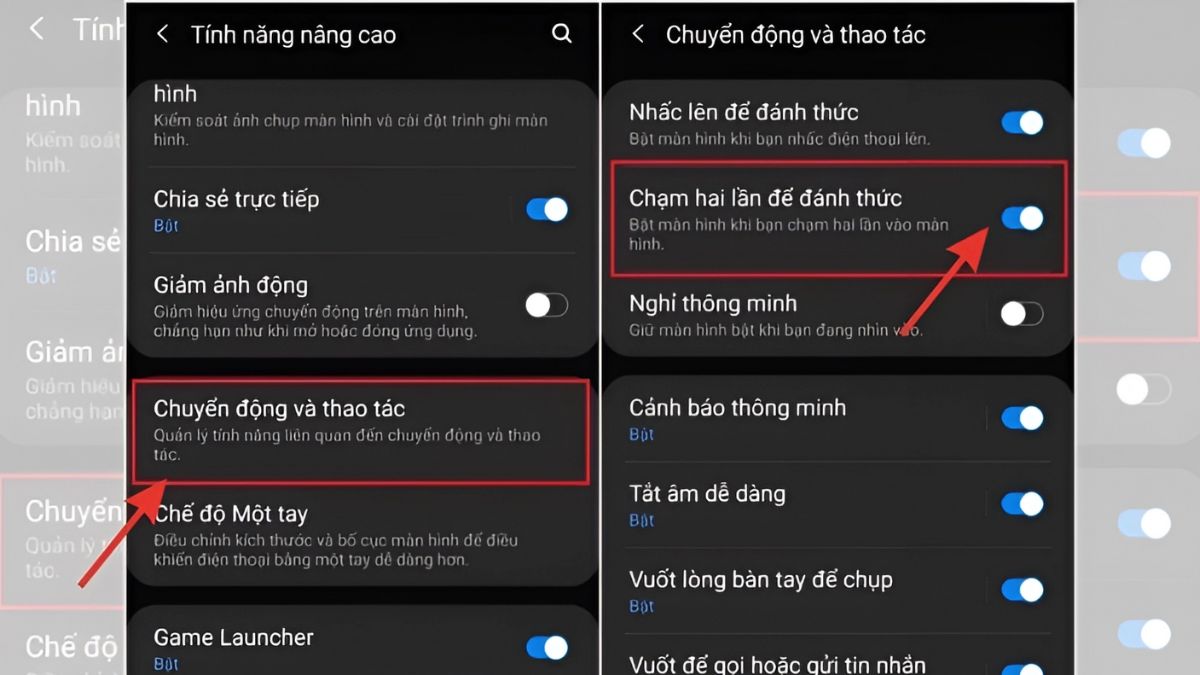 Hướng dẫn cách chạm 2 lần mở màn hình Samsung bước 2
