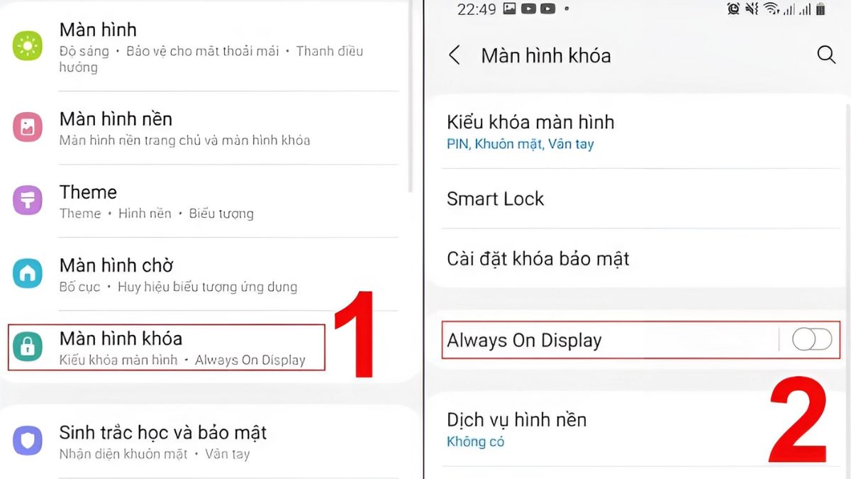 cách chạm 2 lần mở màn hình Samsung trong Always On Display