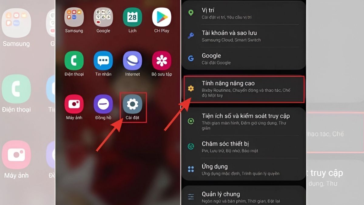 Cách tắt chế độ chạm 2 lần mở màn hình Samsung bước 1