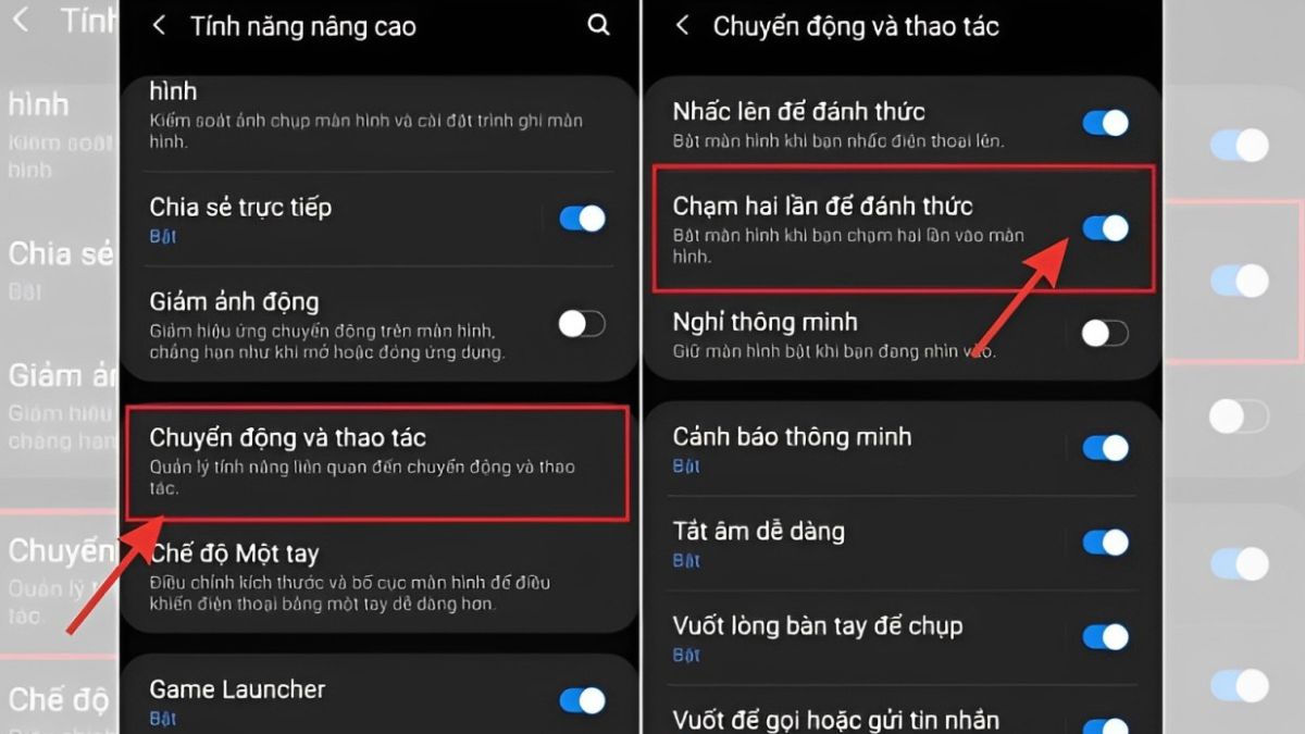 Cách tắt chế độ chạm 2 lần mở màn hình Samsung bước 2