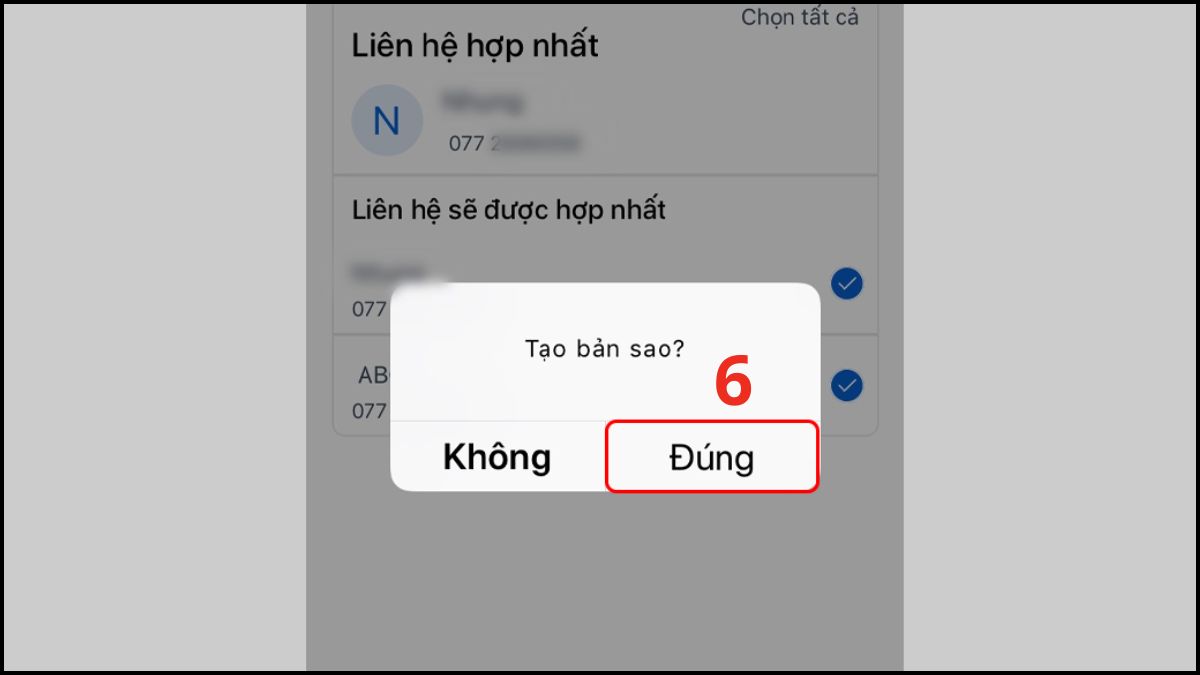 Xác nhận và hoàn tất xóa danh bạ trùng lặp trên điện thoại