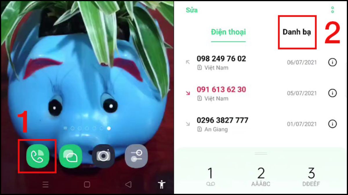 Mở Danh bạ trong ứng dụng Điện thoại