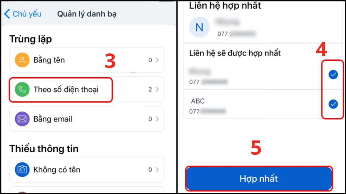 Xóa danh bạ trùng lặp