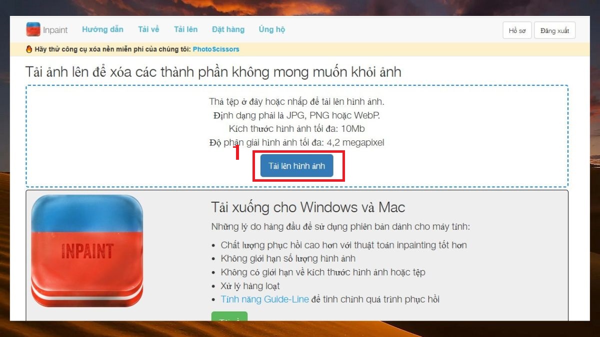Xóa chữ trên ảnh bằng Inpaint bước 1