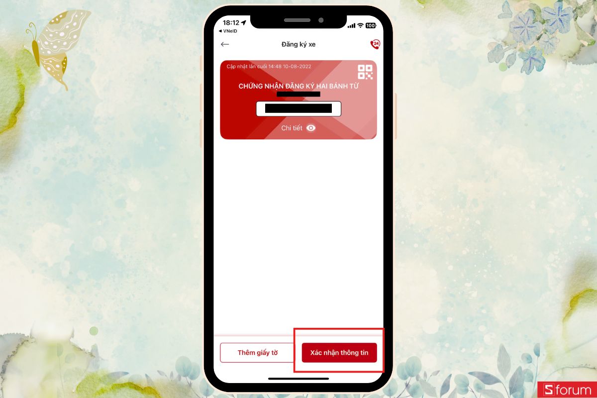 xác nhận thông tin xe