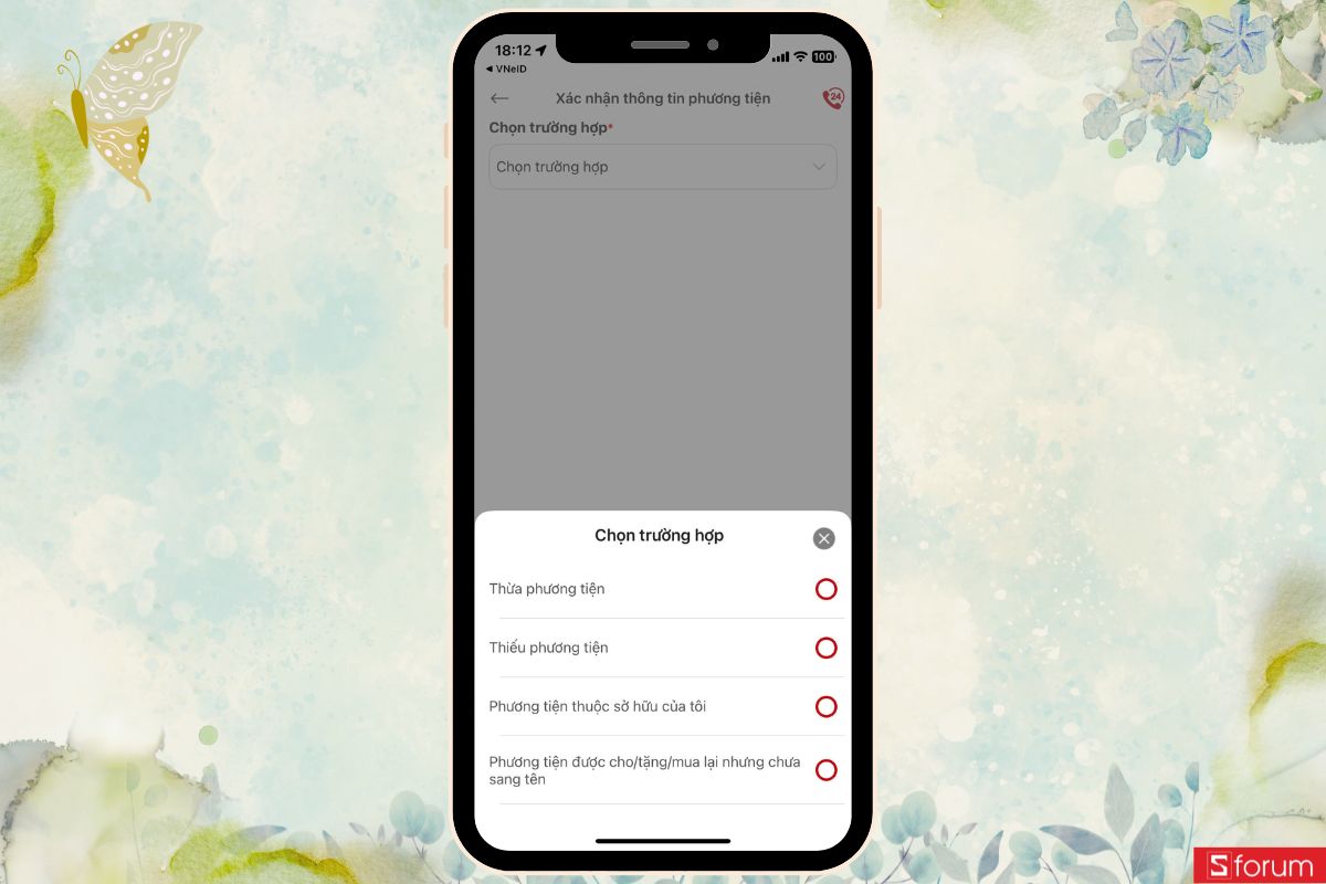 chọn trường hợp phương tiện